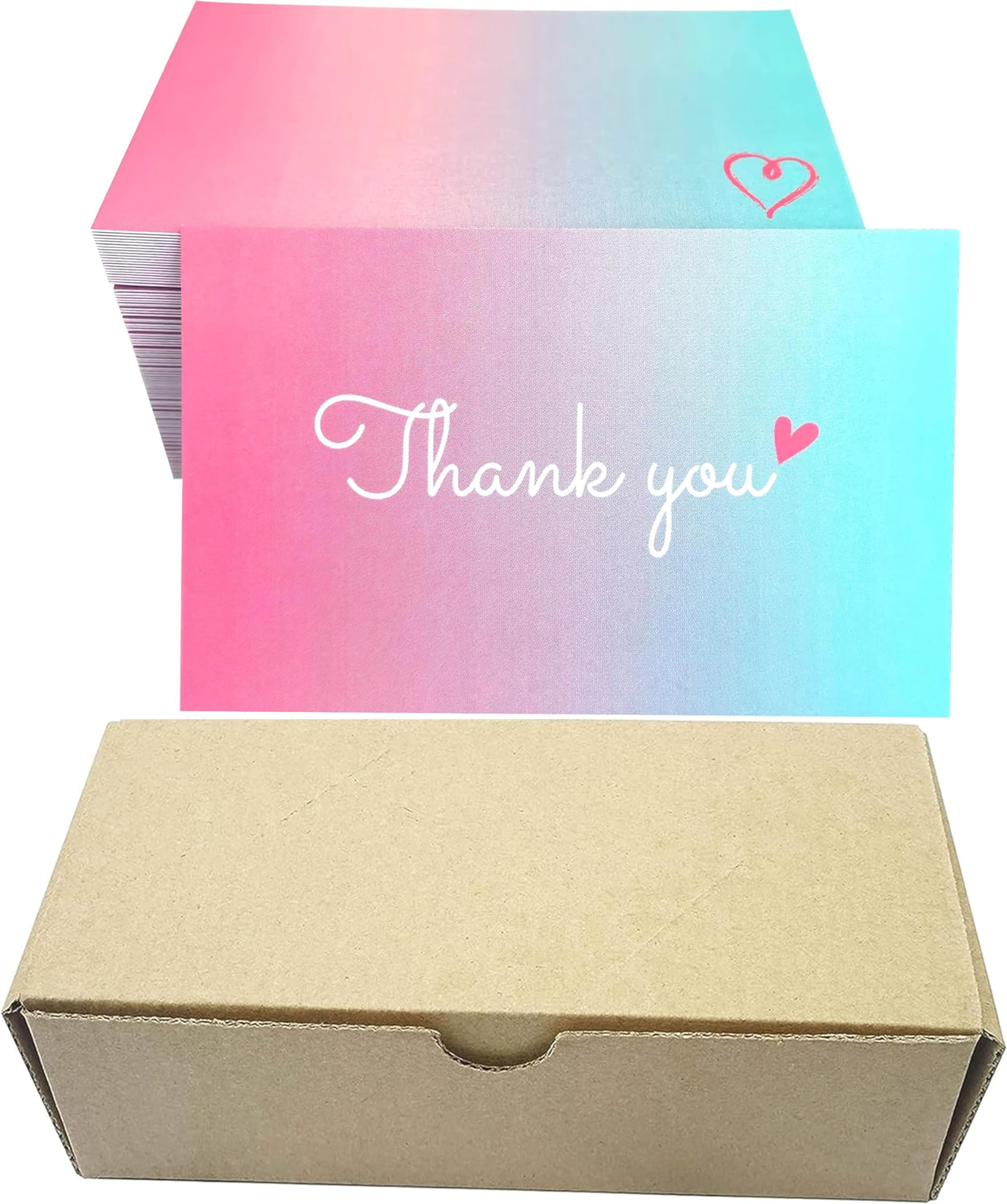 RXBC2011 500 Little Thank You Cards Gold Heart Design Bulk Thank you Notes for All Occasions 3.5 x 2 Inch Multicolor