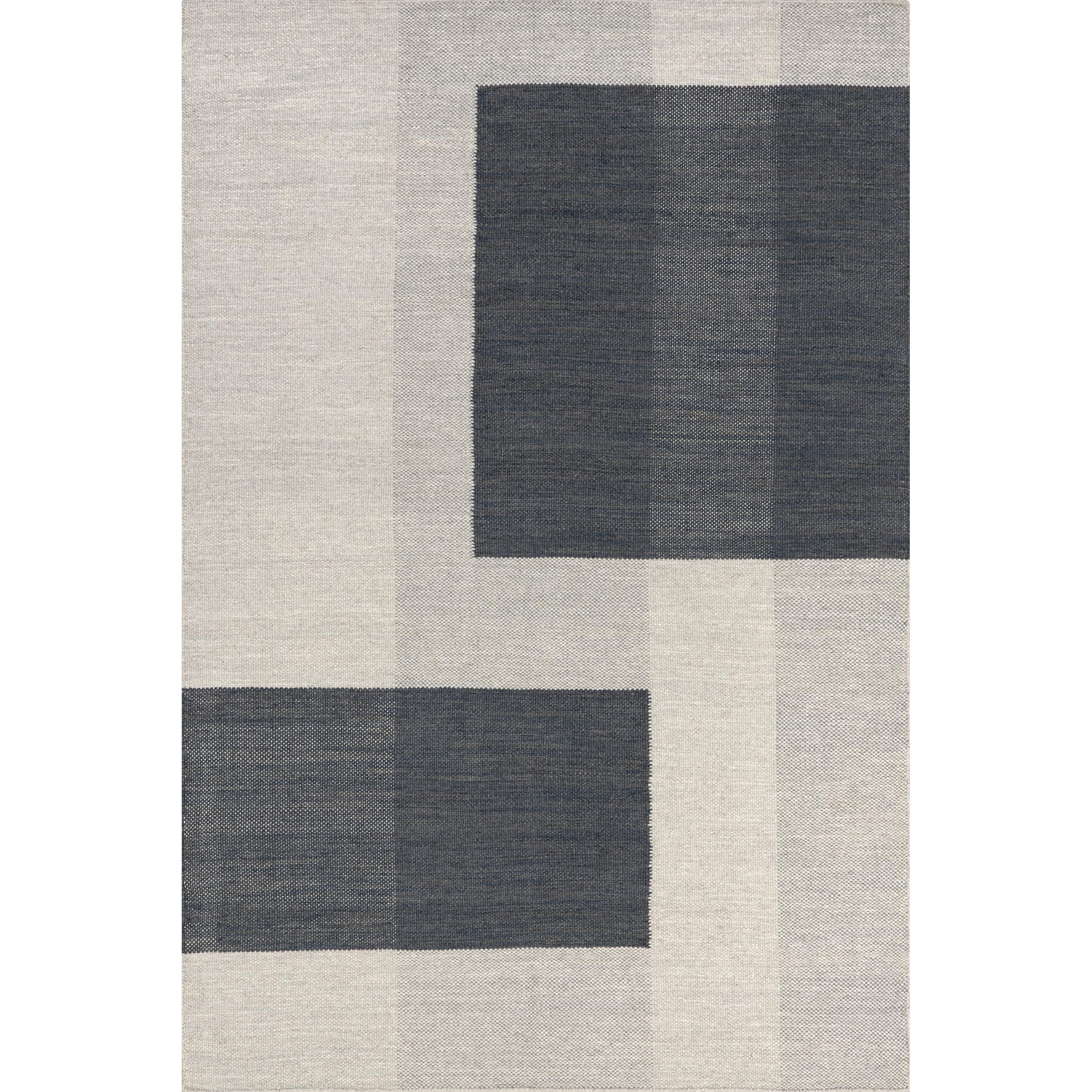 Rugs USA x Emily Henderson Blue Jay Colorblocked Wool Area Rug, 5x8, Grey