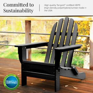 DuroGreen Adirondack Chairs Made with All-Weather Tangentwood, Set of 2, Oversized, High End Classic Patio Furniture for Porch, Lawn, Deck, or Fire Pit, No Maintenance, USA Made, Black