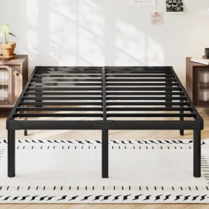 Viisari Queen Bed Frame 14 Inch Metal Heavy Duty Platform No Box Spring Needed Easy Assembly Noise Free Black