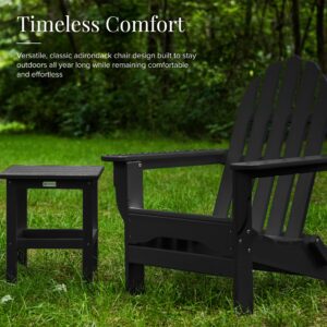 DuroGreen Adirondack Chairs Made with All-Weather Tangentwood, Set of 2, Oversized, High End Classic Patio Furniture for Porch, Lawn, Deck, or Fire Pit, No Maintenance, USA Made, Black