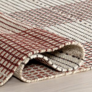 Rugs USA x Emily Henderson Oregon Plaid Wool Area Rug, 9x12, Beige