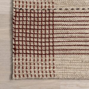 Rugs USA x Emily Henderson Oregon Plaid Wool Area Rug, 9x12, Beige