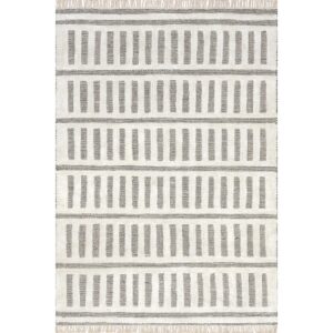 Rugs USA x Emily Henderson Merrick Tasseled Cotton and Wool Area Rug, 5x8, Black