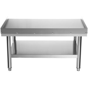 VEVOR Stainless Steel Equipment Grill Stand, 60 x 30 x 24 Inches Stainless Table, Grill Stand Table with Adjustable Storage Undershelf, Equipment Stand Grill Table for Hotel, Home, Restaurant Kitchen