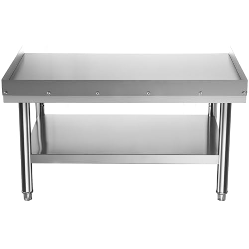 VEVOR Stainless Steel Equipment Grill Stand, 60 x 30 x 24 Inches Stainless Table, Grill Stand Table with Adjustable Storage Undershelf, Equipment Stand Grill Table for Hotel, Home, Restaurant Kitchen