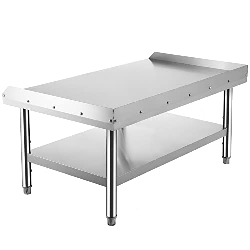 VEVOR Stainless Steel Equipment Grill Stand, 60 x 30 x 24 Inches Stainless Table, Grill Stand Table with Adjustable Storage Undershelf, Equipment Stand Grill Table for Hotel, Home, Restaurant Kitchen