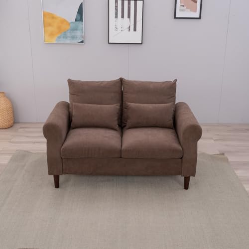 Panana 2 Seats Love Seat for Living Room Modern Brown Linen Fabric Couch 2 Seat Sofa for Apartment and Small Space (Brown, 2 Seater)