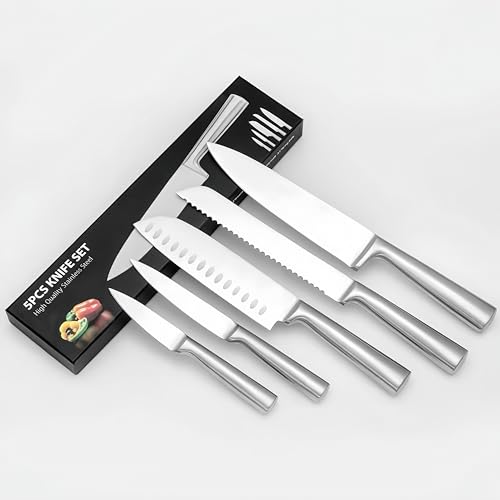 Vvinjinwujin 5 pieces ultra-sharp kitchen knife set - stainless steel knife set, chef's knife set, precise cutting, ergonomically designed, essential for the kitchen, very suitable for home cooking