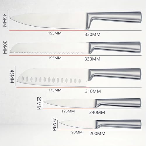 Vvinjinwujin 5 pieces ultra-sharp kitchen knife set - stainless steel knife set, chef's knife set, precise cutting, ergonomically designed, essential for the kitchen, very suitable for home cooking