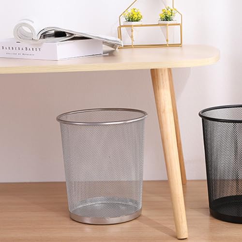 Metal Wastebasket, Mesh Trash Can Round Garbage Bin with Open Top for Home Office, 9.06 x 10.24 x 7.28