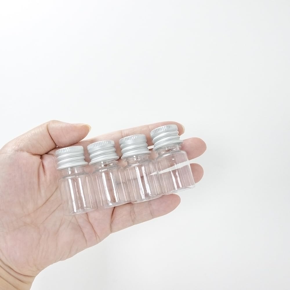 Jarvials 5ml Clear Plastic Bottle With Aluminium Screw Cap Empty Small Plastic Bottle with Screw Cap 100pcs