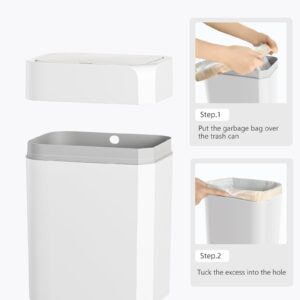 ELPHECO Motion Sensor Trash Can with Lid 3.5 Gallon Automatic Small Slim Garbage Can Waterproof Smart Trash Bin for Bathroom, Kitchen, Office, Bedroom, Living Room, Toilet (White)