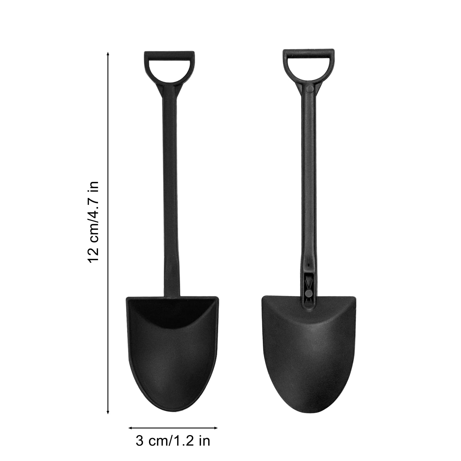 Ruksifg 100Pcs/Pack Disposable Plastic Shovel Spoon Individual Packaging Mini Ice Cream Dessert Spoon for Family or Party(Black)