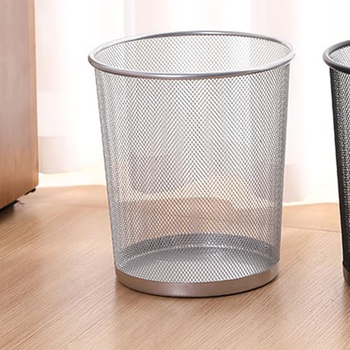 Metal Wastebasket, Mesh Trash Can Round Garbage Bin with Open Top for Home Office, 9.06 x 10.24 x 7.28