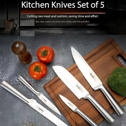 Vvinjinwujin 5 pieces ultra-sharp kitchen knife set - stainless steel knife set, chef's knife set, precise cutting, ergonomically designed, essential for the kitchen, very suitable for home cooking