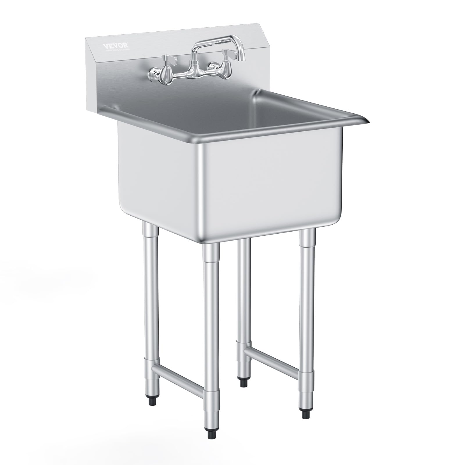 VEVOR Stainless Steel Prep & Utility Sink, 1 Compartment Free Standing Small Sink Include Faucet & legs, 21"x41" Commercial Single Bowl Sinks for Garage, Restaurant, Kitchen, Laundry, NSF Certified