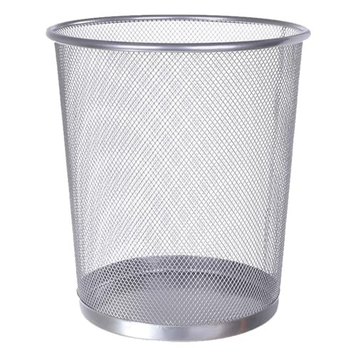 Metal Wastebasket, Mesh Trash Can Round Garbage Bin with Open Top for Home Office, 9.06 x 10.24 x 7.28