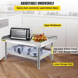 VEVOR Stainless Steel Equipment Grill Stand, 60 x 30 x 24 Inches Stainless Table, Grill Stand Table with Adjustable Storage Undershelf, Equipment Stand Grill Table for Hotel, Home, Restaurant Kitchen