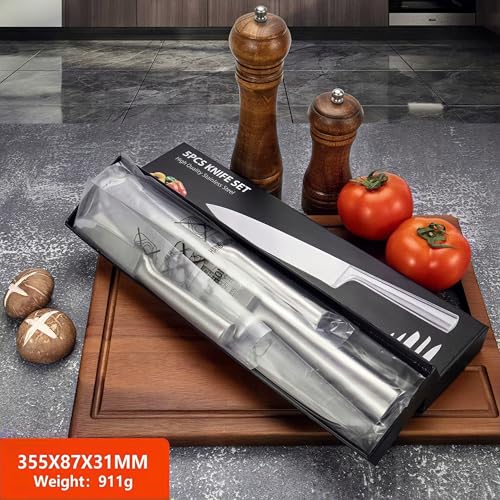 Vvinjinwujin 5 pieces ultra-sharp kitchen knife set - stainless steel knife set, chef's knife set, precise cutting, ergonomically designed, essential for the kitchen, very suitable for home cooking