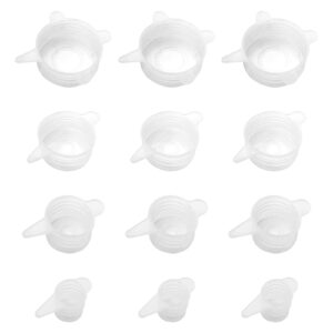 mingqieven silicone stretch lids,reusable silicone seal lid,suitable for small size bottle lid(12 pack)