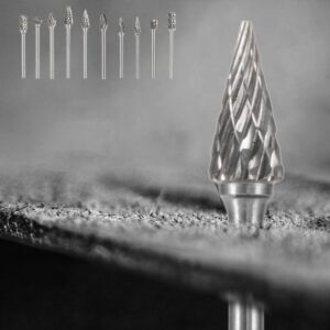 HIDOTOL Carbide Burr Set 10PC 1/8" Shank Tungsten Double Cut Carbide Rotary Burr Set for Metal and Wood Carving, Grinding, Polishing, Engraving, Drilling.