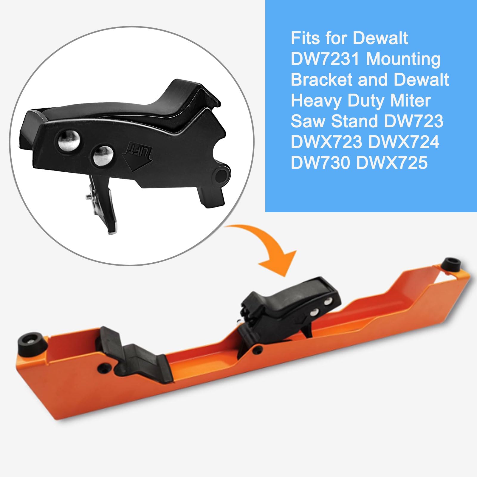 Gabasinover,2 PCS Clips with Miter Saw Mounting Brackets fits for Dewalt's DW7231 Mounting Bracket and Dewalt Heavy Duty Miter Saw Stand