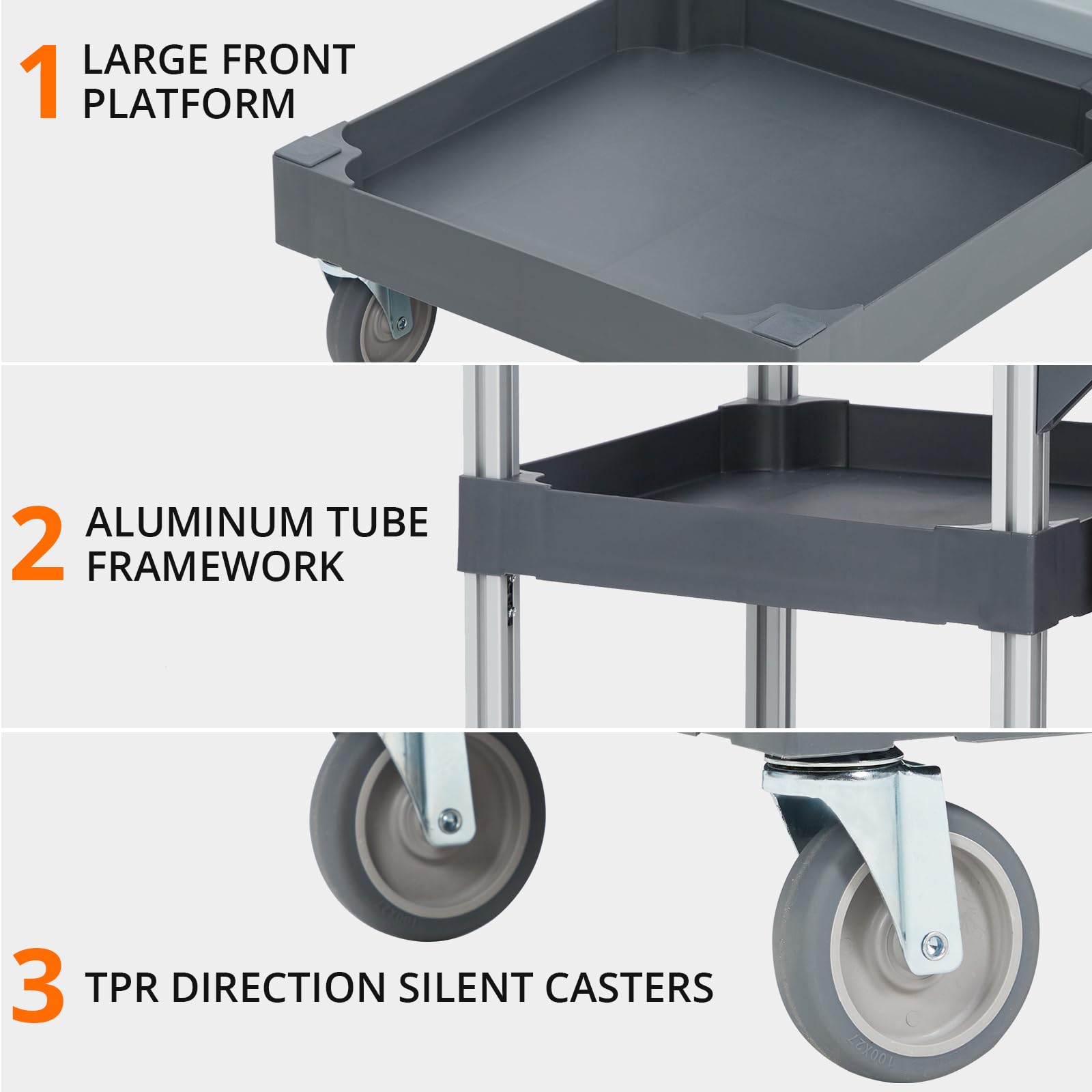 Commercial Janitorial Cleaning Cart on Wheels - Black Housekeeping Caddy with Cover, Shelves and Vinyl Bag