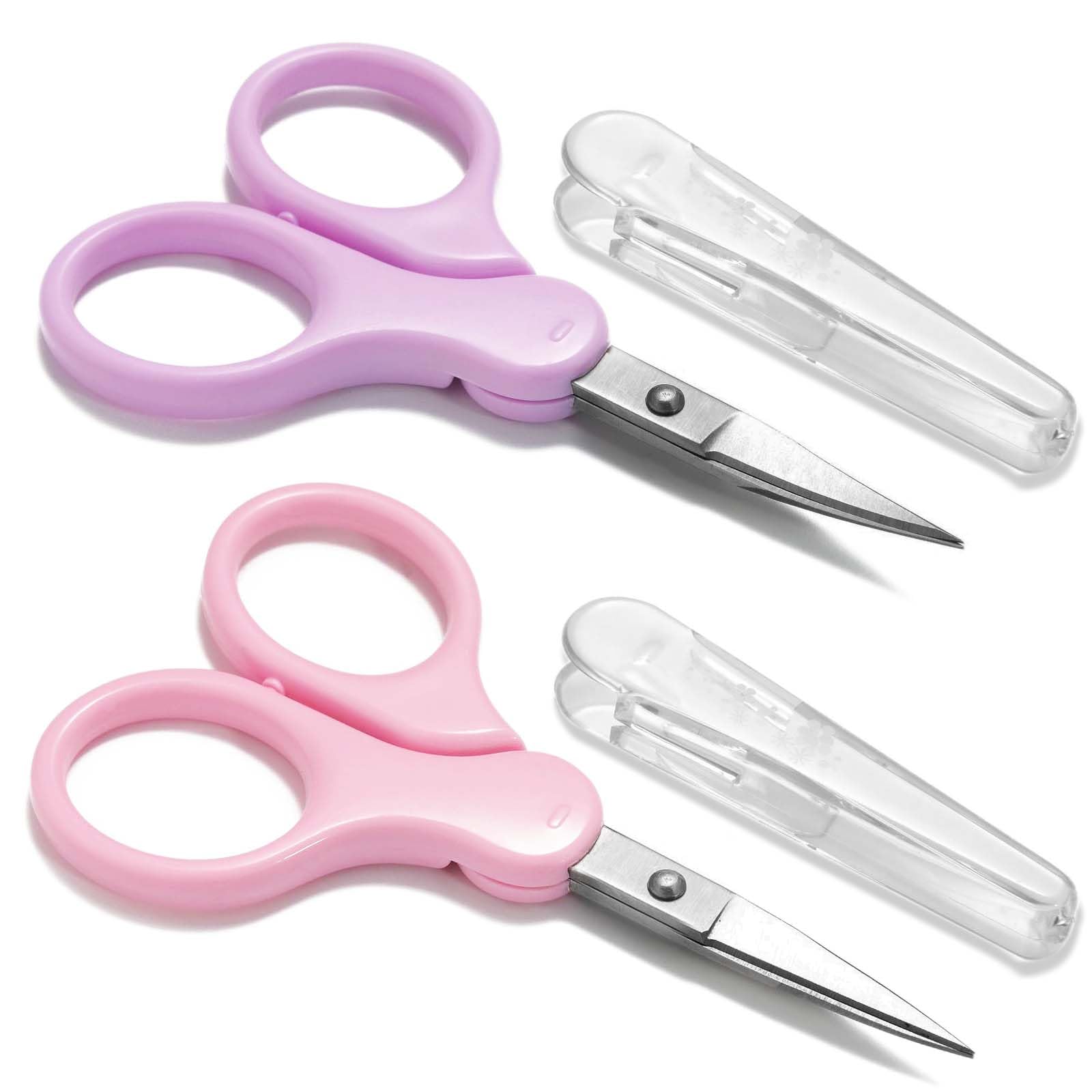 3.5" Sharp Small Craft Scissors all Purpose, Precision Straight and Curved Fine Tips for Thread Yarn Fabric Cutting, Mini Scissors with Protective Cover, Ideal for Sewing, Embroidery, Beauty, Crochet