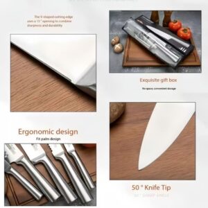 Vvinjinwujin 5 pieces ultra-sharp kitchen knife set - stainless steel knife set, chef's knife set, precise cutting, ergonomically designed, essential for the kitchen, very suitable for home cooking