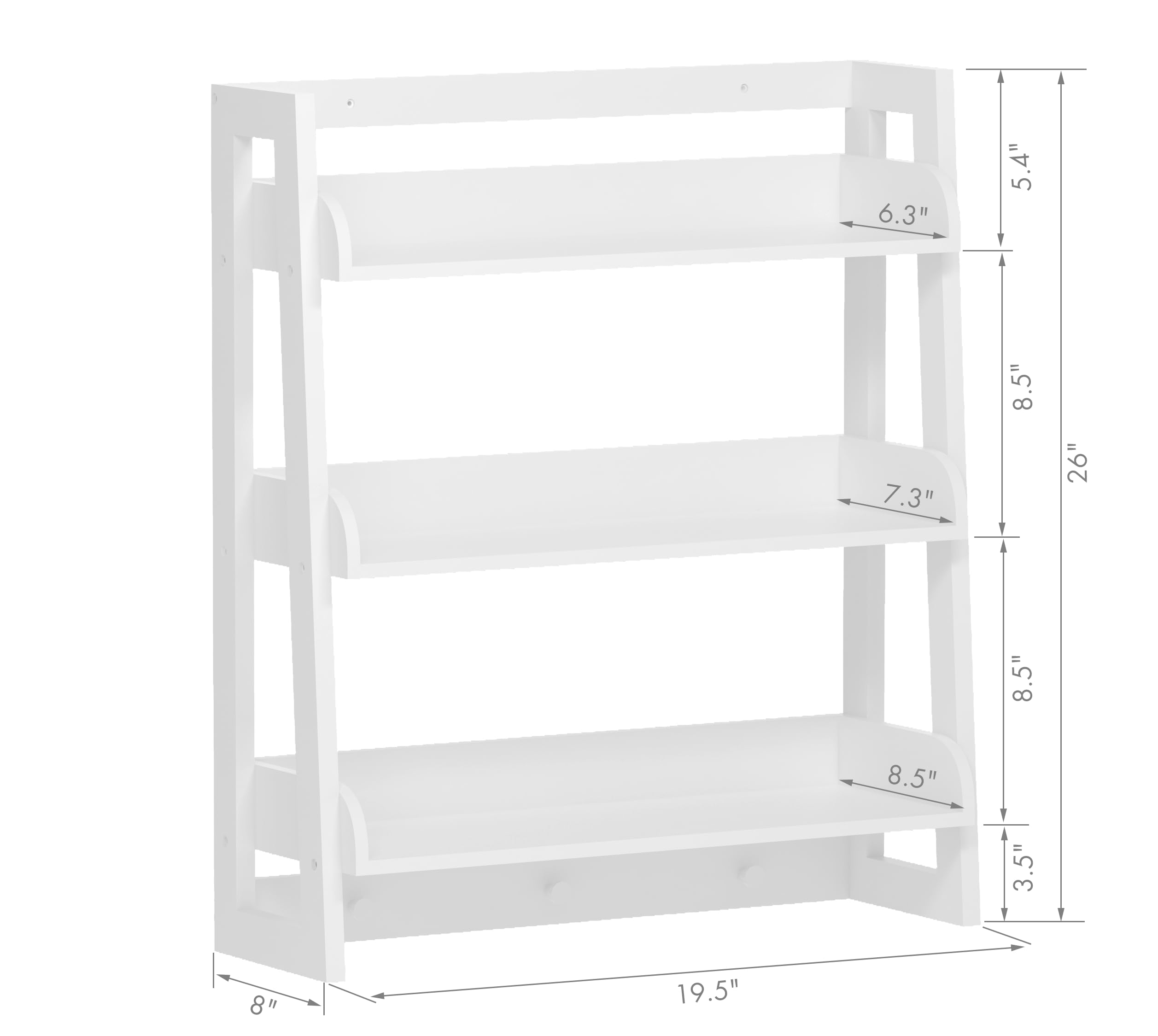 UTEX Bathroom Wall Shelf, Over Toilet Storage Shelf Organizer, 3-Tier Wall Mount Shelf Rack with Hook, White