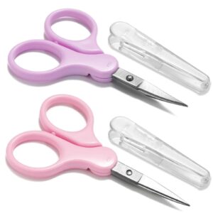 3.5" Sharp Small Craft Scissors all Purpose, Precision Straight and Curved Fine Tips for Thread Yarn Fabric Cutting, Mini Scissors with Protective Cover, Ideal for Sewing, Embroidery, Beauty, Crochet