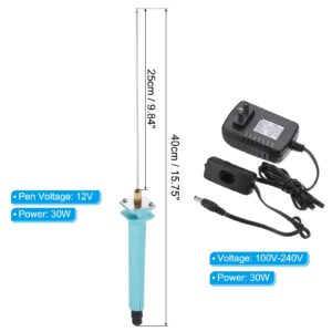 PATIKIL 25CM 30W 110V-240V Foam Cutting Pen Set, Electric Hot Foam Cutter Pen Cutting Tool with Start Switch & 30W Power Adapter for DIY Art Craft, Blue