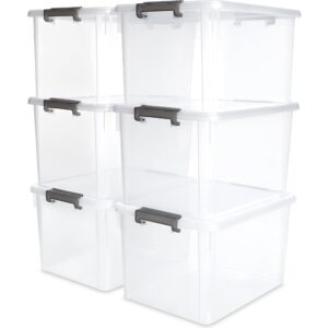 bienvoun plastic storage bins with lids,stackable storage box for organizing,large clear storage containers 32qt 6 packs