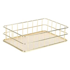 Wire Mesh Basket, Golden Iron Storage Basket Multifunctional Wire Mesh Desktop Storage Organizer for Home (Large Size)