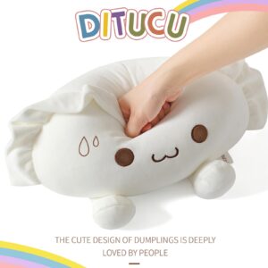 Ditucu Cute Dumpling Plush Pillow Funny Food Soup Stuffed Animals Plushies Toys Soft Hugging Gifts for Kids White 8 inch