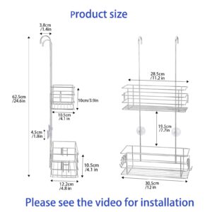 Seltomer Hanging Shower Caddy Bathroom Inside Shower Rack Shampoo Holder Rotatable Hook Bar, 304 Stainless Steel Rustproof(Double-Layer)