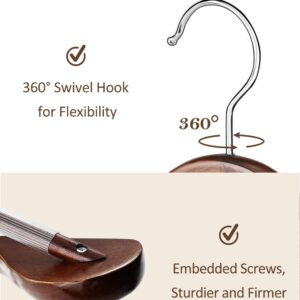 AMKUFO Wide Shoulder Wooden Hangers 8 Pack Coat Hangers with Non Slip Pants Bar, Heavy Duty Suit Hangers Wood Clothes Hangers with Smooth Finish 360° Swivel Hook for Sweater Jackets Shirts Walnut