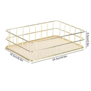 Wire Mesh Basket, Golden Iron Storage Basket Multifunctional Wire Mesh Desktop Storage Organizer for Home (Large Size)