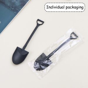 Ruksifg 100Pcs/Pack Disposable Plastic Shovel Spoon Individual Packaging Mini Ice Cream Dessert Spoon for Family or Party(Black)