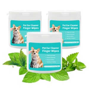 jerrlin wows 3pack dog ear cleaner finger wipes for dogs and cats, 150 counts-grooming kit care for dogs and cats regular-gum care finger pet wipes