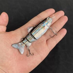 Robotic Swimming Fishing Bait Electric Lures 3.5" USB Rechargeable LED Light Wobbler 4-Segement Multi Jointed Swimbait Hard Lures Fishing Tackle