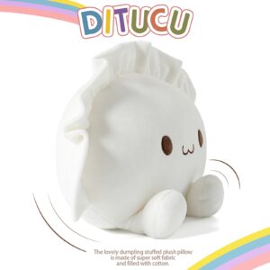 Ditucu Cute Dumpling Plush Pillow Funny Food Soup Stuffed Animals Plushies Toys Soft Hugging Gifts for Kids White 8 inch