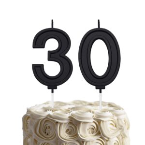 black 30 number birthday candle for cake, 2.76 inch number cake candles for wedding anniversary decoration happy birthday party celebration