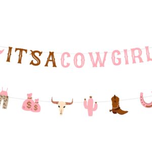 Cowgirl Baby Shower Banner, It's a Cowgirl Bunting Garland, Pink Hats Boots Cactus Gender Reveal, Pregnancy Announcement, My First Rodeo, Western Theme Party Decoration Supplies