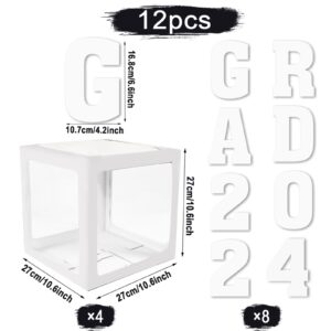 2024 Graduation Decorations Balloon Boxes - Graduation Party Decorations Class of 2024, 4pcs Balloons Box with GRAD, 2024,Perfect for High School College Kindergarten Graduation Celebration Party