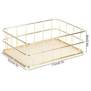 Wire Mesh Basket, Golden Iron Storage Basket Multifunctional Wire Mesh Desktop Storage Organizer for Home (Small Size)