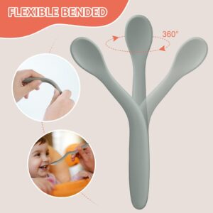 6-Piece Silicone Baby Feeding Spoons for First Stage Infant, Soft-Tip Easy on Gums I Training Spoon Self | Baby Utensils Feeding Supplies, Dishwasher Safe & Boil-proof