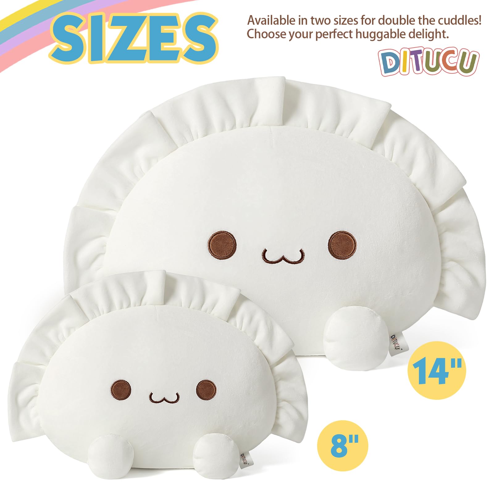 Ditucu Cute Dumpling Plush Pillow Funny Food Soup Stuffed Animals Plushies Toys Soft Hugging Gifts for Kids White 8 inch