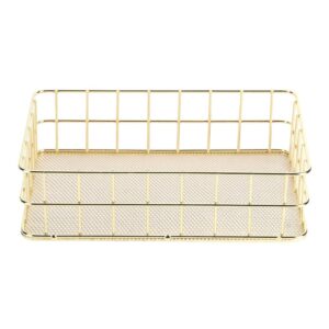 wire mesh basket, golden iron storage basket multifunctional wire mesh desktop storage organizer for home (large size)